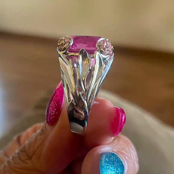 Judith Ripka ring sterling, silver designer, ring, large pink topaz - Picture 10 of 10